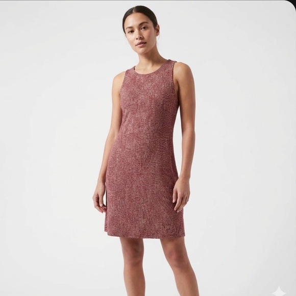 Athleta Dresses & Skirts - Athleta Burgundy Abstract Print High Neck Modal Shift Dress Sleeveless M